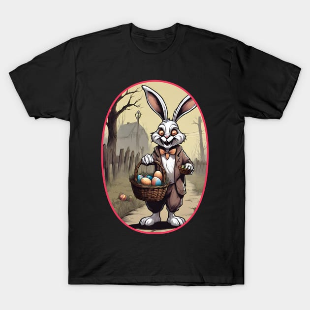 Dark Easter: Creepy Bunny with Chocolate Eggs (Concept Art Illustration) T-Shirt by Sr-Javier